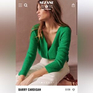 NWT Sezane Barry Cardigan in Bright Green | Size XS